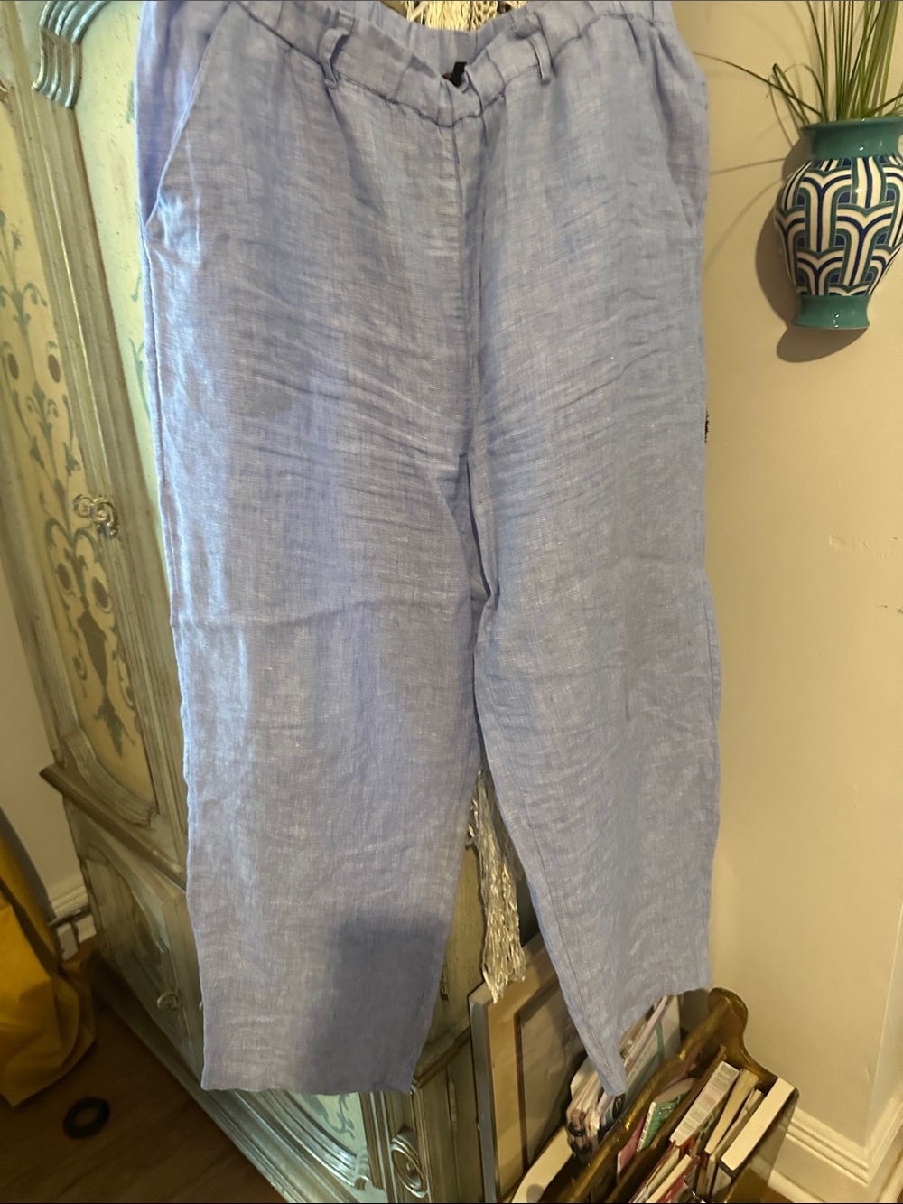 Quince Light Blue Linen Pants